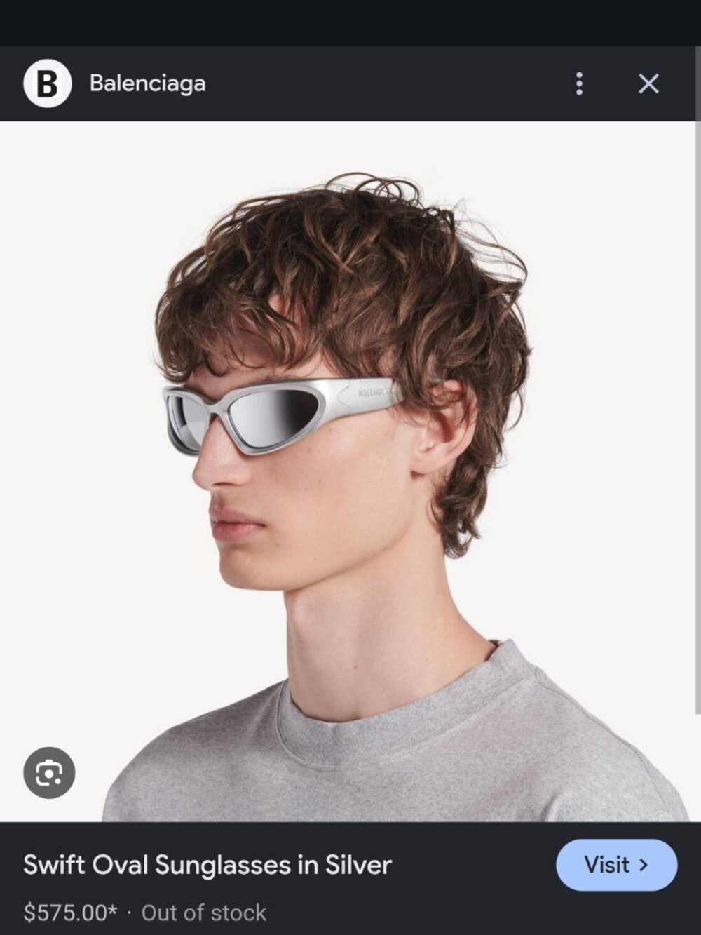 Authentic Balenciaga oval swift sunglasses silver